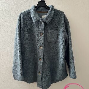 Cozy Blue-Gray Sherpa Jacket